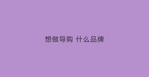 想做导购什么品牌(想做导购什么品牌好)
